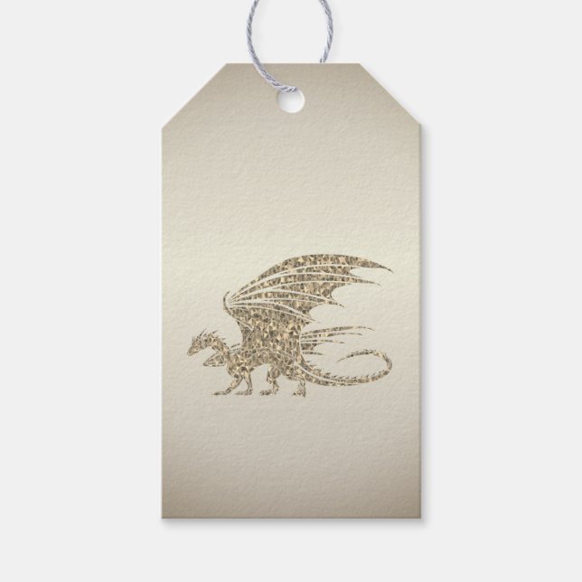 Étiquettes-cadeau Dragon de mosaïque Extraordinaire Golden (Devant)