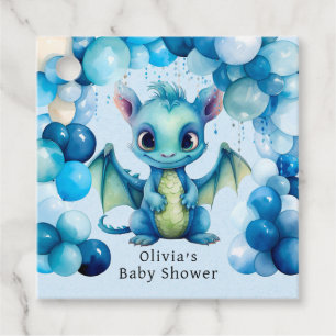 Étiquettes Cadeau Dragon mignon avec Ballons Bleus Baby shower garço