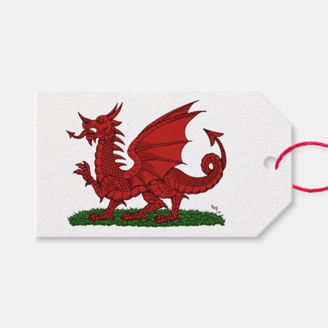 Étiquettes-cadeau Dragon rouge du Pays de Galles (Devant (Horizontal))