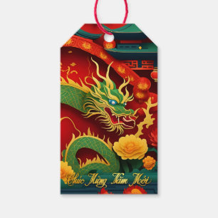 Étiquettes-cadeau Dragon vert vietnamien Nouvel An 2024 persGT