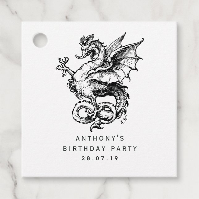Étiquettes Cadeau Dragon vintage (Devant)