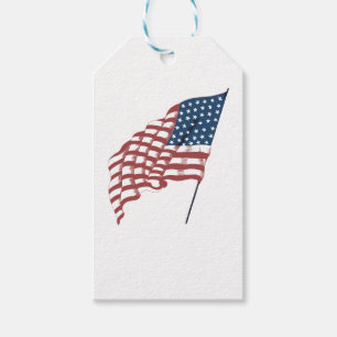 Étiquettes-cadeau Drapeau américain patriotique vintage au vent