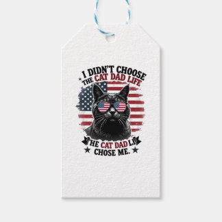 Étiquettes-cadeau Drapeau américain vintage chat papa Fête des pères