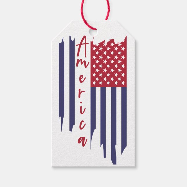 Étiquettes-cadeau Drapeau artistique américain vertical (Devant)
