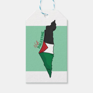 Étiquettes-cadeau Drapeau de la Palestine sur sa carte, Visit Palest