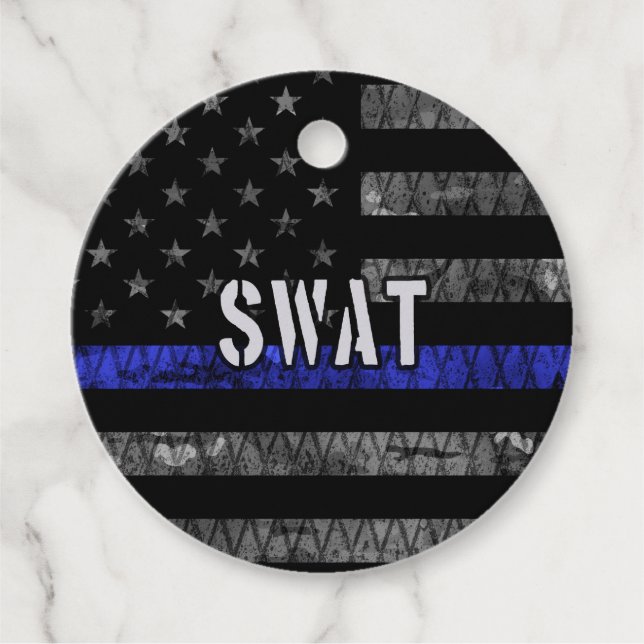 Étiquettes Cadeau Drapeau de police SWAT en état de détresse (Devant)