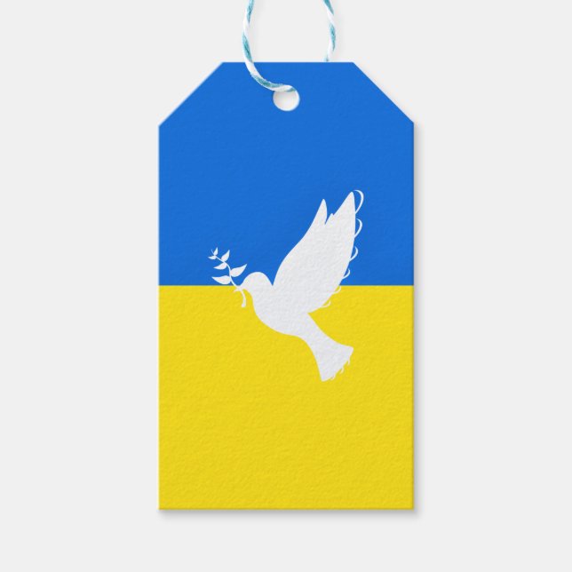 Étiquettes-cadeau Drapeau d'Ukraine - Dove of Peace - Freedom - Peac (Devant)