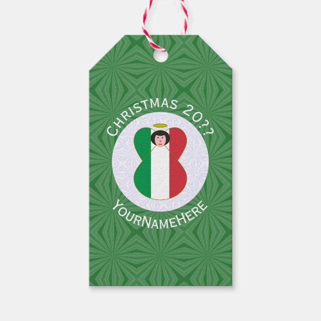Étiquettes-cadeau Drapeau italien Ange de Noël Personnalisé (Devant)