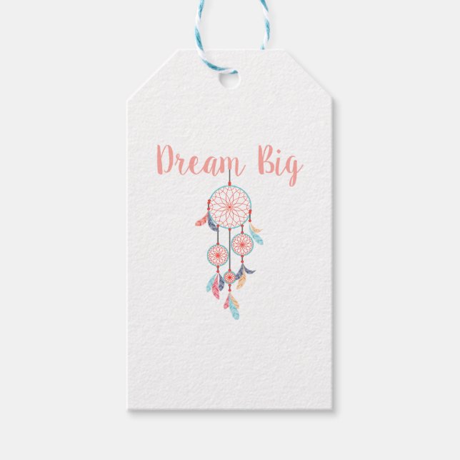 Étiquettes-cadeau Dream Big Dreamcatcher Dream Catcher in Peach (Devant)