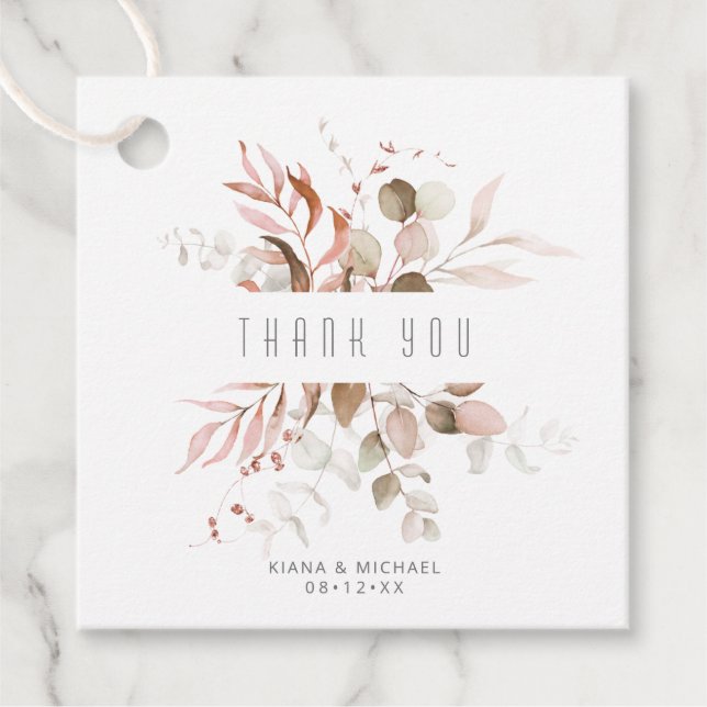 Étiquettes Cadeau Dreamy Foliage Mariage V1 Blush Pink ID817 (Devant)