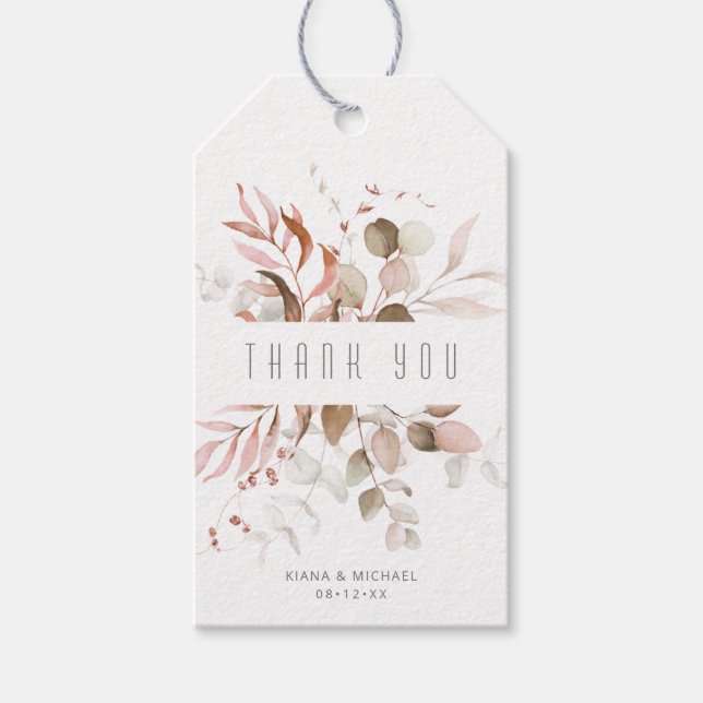 Étiquettes-cadeau Dreamy Foliage Merci V1 Blush Pink ID817 (Devant)