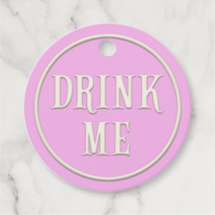 Étiquettes Cadeau "Drink Me" Wonderland Tea Party rose Personnalisé