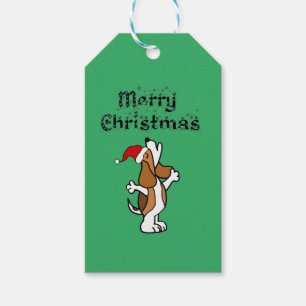 Étiquettes-cadeau Drôle Beagle de chien chantant des cantiques de N