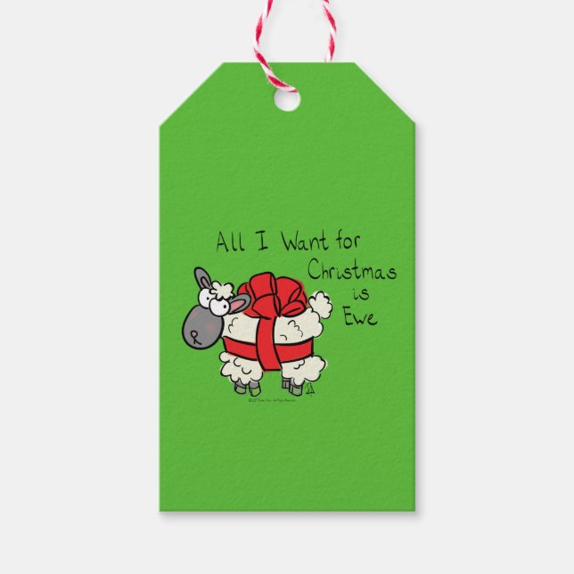 Étiquettes-cadeau Drôle Caricature de mouton de Noël (Devant)