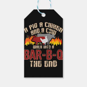 Étiquettes-cadeau Drôle Cochon Poulet Barre de Vache B Q Barbecue Ch