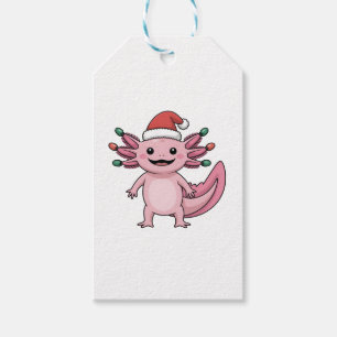 Étiquettes-cadeau Drôle de chapeau de Noël Santa Axolotl Xmas tenue