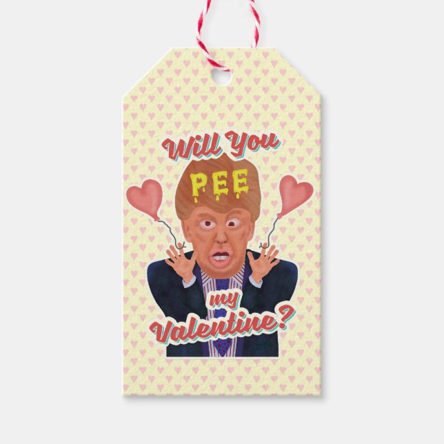 Étiquettes-cadeau Drôle Donald Trump Valentine's Day Pee Tape Joke (Devant)