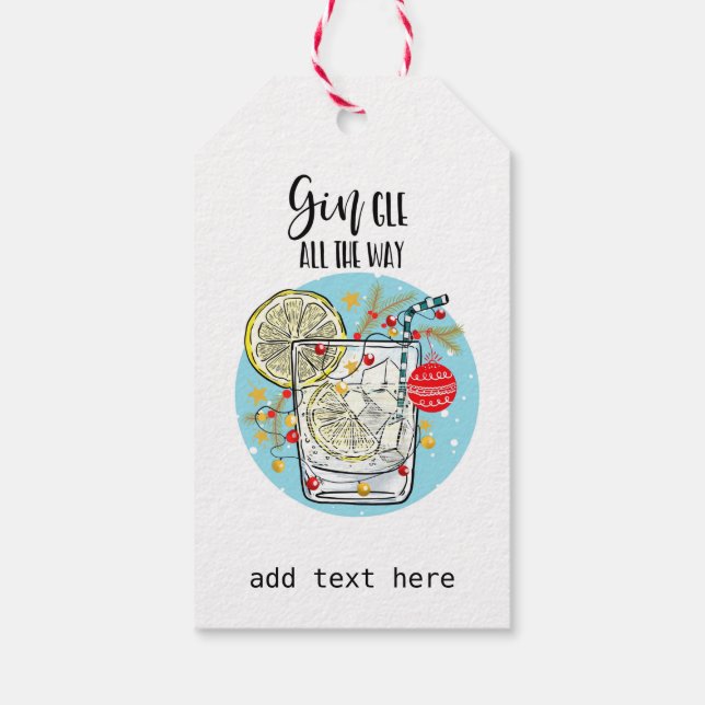 Étiquettes-cadeau drôle Gin carte de noël jingle tout le chemin (Dos)