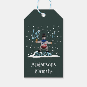 Étiquettes-cadeau Drôle joyeux souriant bonhomme de neige Personnali