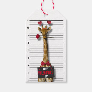 Étiquettes-cadeau Drôle Mugshot Guilty Giraffe Heureuse Sainte-Valen