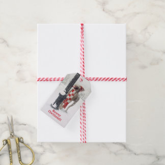 Étiquettes-cadeau Drôle Noël Chien Licks Pole