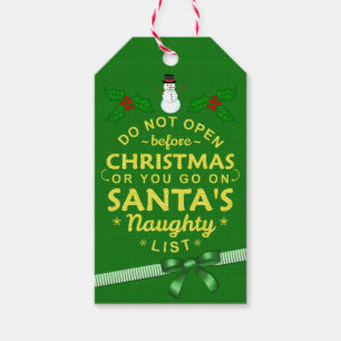 Étiquettes-cadeau Drôle Noël N'Ouvre Pas Père Noël Naughty List