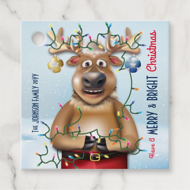 Étiquettes Cadeau Drôle Noël Reindeer Holiday Cheval (Devant)