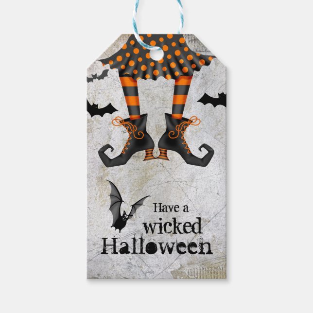 Étiquettes-cadeau Drôle Sorcières Jambes Wicked Halloween (Devant)