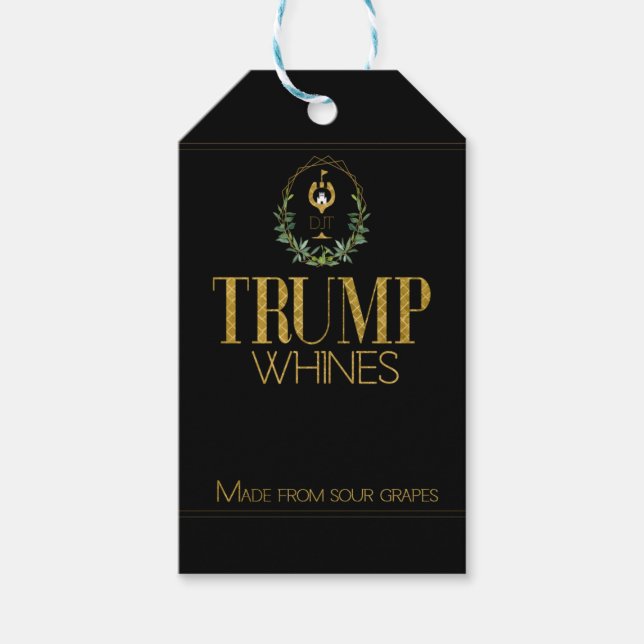 Étiquettes-cadeau Drôle Trump vigne du vin noir (Devant)