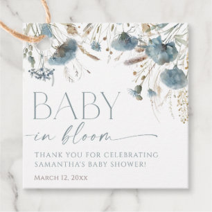 Étiquettes Cadeau Dusty bleu fleur sauvage bébé en fleurs garçon dou