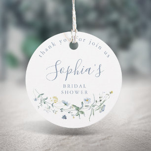 Étiquettes Cadeau Dusty Blue Fleur sauvage Rustic Boho Fête des mari