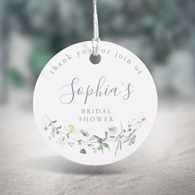 Étiquettes Cadeau Dusty Blue Fleur Sauvage Rustique Bohème Shower de (Dusty Blue Wildflower Rustic Boho Bridal Shower Favor Tags)