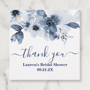 Étiquettes Cadeau Dusty Blue Floral nuptiale douche Favoriser Tags