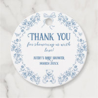 Dusty Blue Floral Vintage Teddy Bear Baby shower
