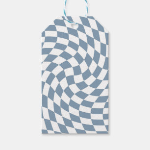 Étiquettes-cadeau Dusty Blue Mariage Collection Vérifier À damiers