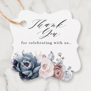Étiquettes Cadeau Dusty Blue Mauve Rose rose ardoise Mariage floral