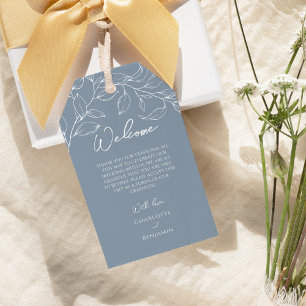Étiquettes-cadeau Dusty Blue Minimal Destination Mariage Bienvenue