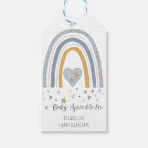 Étiquettes-cadeau Dusty Blue Rainbow Moderne bébé Garçon Sprinkel Do