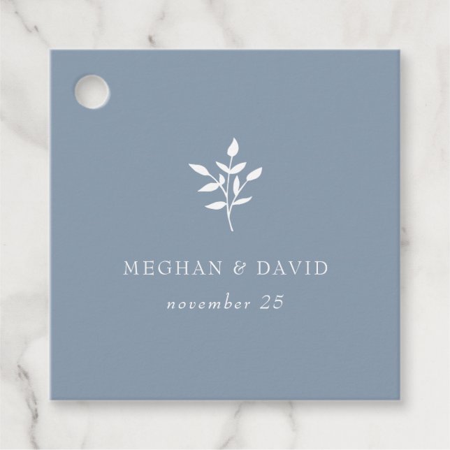 Étiquettes Cadeau Dusty Blue Simple Mariage botanique moderne (Devant)
