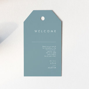 Étiquettes-cadeau Dusty Boho   Accueil Mariage bleu et vert