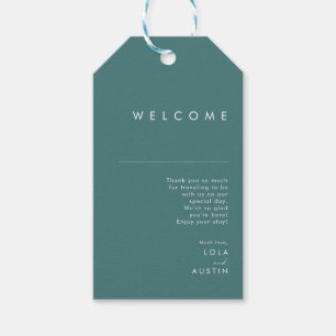 Étiquettes-cadeau Dusty Boho Accueil Mariage vert et bleu