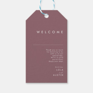 Étiquettes-cadeau Dusty Boho   Bienvenue au mariage Violet et Rose