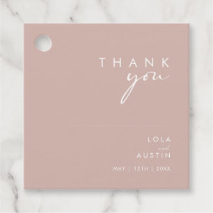 Étiquettes Cadeau Dusty Boho Mots clés Rose et Merci violet Favori