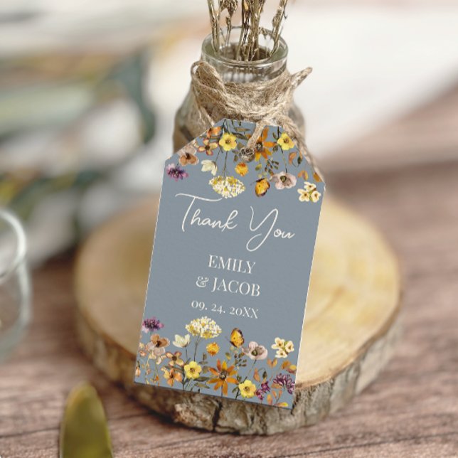 Étiquettes-cadeau Dusty Fleur sauvage Boho Mariage (Créateur téléchargé)