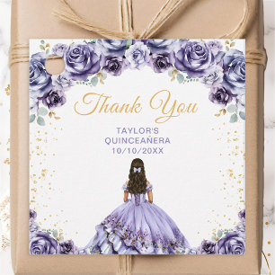 Étiquettes Cadeau Dusty Purple Princesse Quinceañera Merci
