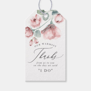 Étiquettes-cadeau Dusty Rose Floral Élégant Mariage Merci