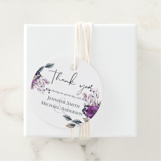 Étiquettes Cadeau Dynastie violette Dark Flork Budget Mariage articl (En situation)