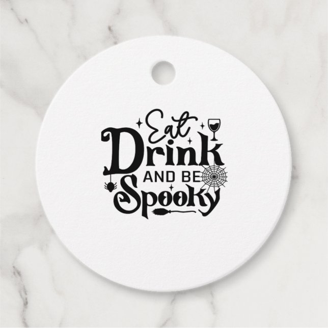 Étiquettes Cadeau Eat Drink And Be Spooky Retro Classic (Devant)