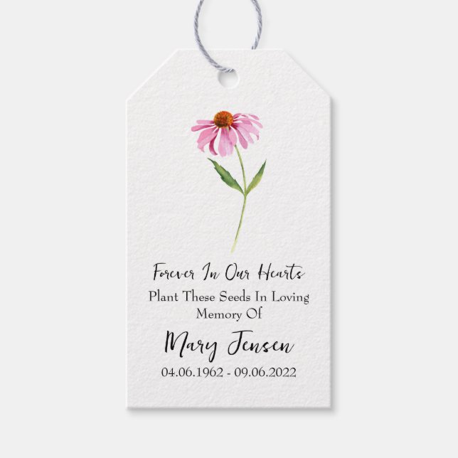 Étiquettes-cadeau Echinacea Seed Packet Memorial Funeral (Devant)