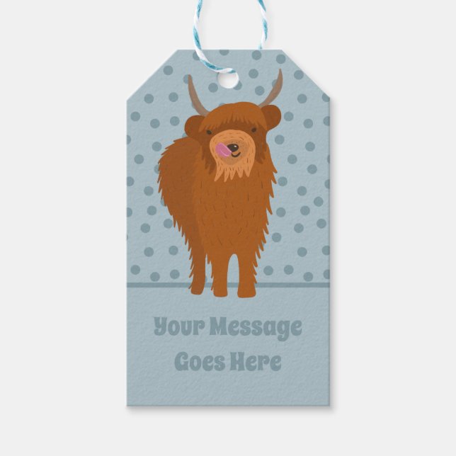 Étiquettes-cadeau Écossais Highland Cattle Cow Graphic Personnalisé (Devant)